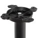 A close-up of a black Lancaster Table & Seating bar height end column table base with a bolt and nut.
