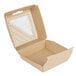 A Bagcraft corrugated cardboard take-out box with a clear window.