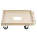 A beige plastic dolly base with wheels.