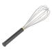 A Matfer Bourgeat wire whisk with a black Exoglass handle and yellow tip.