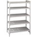 A white Cambro Camshelving® Premium unit with vented shelves.