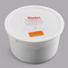 A white David's Cookies container with a white lid and a label.