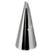 A silver cone shaped Ateco ruffle piping tip with black trim.