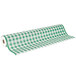 A roll of green and white checkered paper with the product name "40" x 300' Paper Table Cover with Green Gingham Pattern"