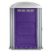 A purple and grey PolyJohn wheelchair accessible portable toilet.