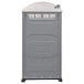 A PolyJohn portable restroom with a translucent grey lid.
