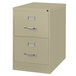 A Hirsh Industries putty two drawer vertical legal file cabinet.