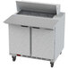 A Beverage-Air refrigerated sandwich prep table with a stainless steel cutting top.