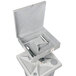 A grey rectangular PolyJohn hand wash station with a lid on top.