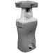 A PolyJohn Bravo heated portable dual hand washing station with grey and white features.