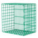 A green wire rack with a white background.