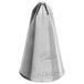 A silver cone-shaped Ateco 137 Drop Flower piping tip.