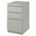 A gray Hirsh Industries mobile file cabinet with three drawers.