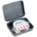 A plastic container with a Hydrion Water Hardness Test Kit, containing red and green test strips.