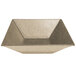 A silver rectangular metal bowl with a textured finish.