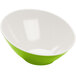 A green GET Keywest melamine bowl with a white rim.