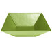 A lime green square bowl with a textured finish.