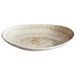 An Elite Global Solutions taupe oval melamine plate with a white background.