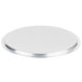 A silver round pot/pan cover with a white background.