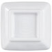 A white square Elite Global Solutions melamine ramekin with a navy square center.
