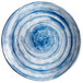 An Elite Global Solutions Van Gogh Navy melamine plate with a blue and white swirl design.
