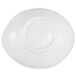 An oval black melamine bowl with a white background.
