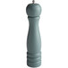 An Acopa steel blue wooden pepper mill with a silver top.