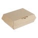 A brown Bagcraft corrugated take-out box with a lid.