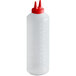 A white Vollrath Twin Tip squeeze bottle with a red cap.