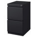 A black Hirsh Industries mobile pedestal letter file cabinet with two drawers.