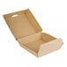 A Bagcraft Eco-Flute cardboard take-out box with the lid open.