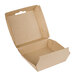 A Bagcraft corrugated take-out box with the lid open on a white background.