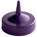 A purple plastic bottle cap with a wide tip.