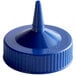 A blue plastic cap with a wide pointy tip.