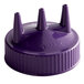A purple plastic Vollrath Tri Tip cap with three pointy tips.