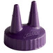 A purple plastic Vollrath Twin Tip bottle cap with two pointy tips.