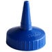 A blue plastic cone with a hole.