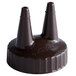 A brown plastic Vollrath Twin Tip Standard Bottle Cap with two pointy tips.