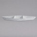 A G.E.T. Bugambilia white marble granite resin-coated aluminum boat dish with dividers.