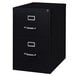 A black Hirsh Industries two-drawer vertical legal file cabinet.