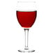 A Libbey wine glass filled with red wine.