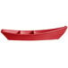 A red G.E.T. Enterprises Bugambilia deep boat with dividers.