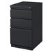 A charcoal Hirsh Industries mobile pedestal file cabinet with three drawers.