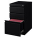 A black Hirsh Industries mobile pedestal file cabinet with 2 box drawers and 1 file drawer.