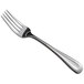 A close-up of a Oneida Acclivity stainless steel dessert/salad fork with a silver handle.