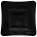 A black square GET Milano melamine plate with a spiral design.