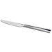 A close-up of a Oneida Chef's Table Mirror stainless steel dessert knife with a silver handle.