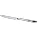 A Oneida stainless steel dinner knife with a silver handle.