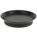 A black round pan with a handle.