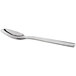 A Oneida stainless steel coffee/demitasse spoon with a silver handle on a white background.